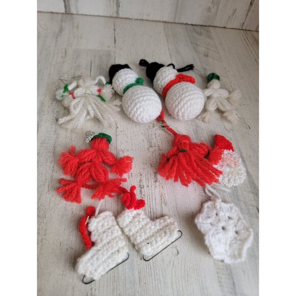 Crochet straw doll snowman snowflake skates ice skate ornament xmas - Picture 6 of 6